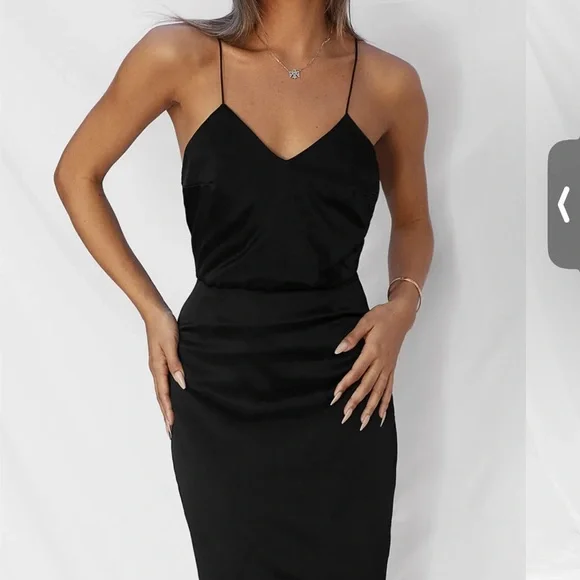 All Things Golden Elegant Black Strapless Dress; Small - Picture 2 of 9